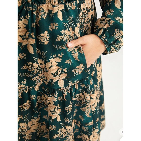 BloomChic Floral V Neck Long Lantern Sleeve Smocked Waist Mini Dress Sz 12 (Larg - Picture 8 of 16